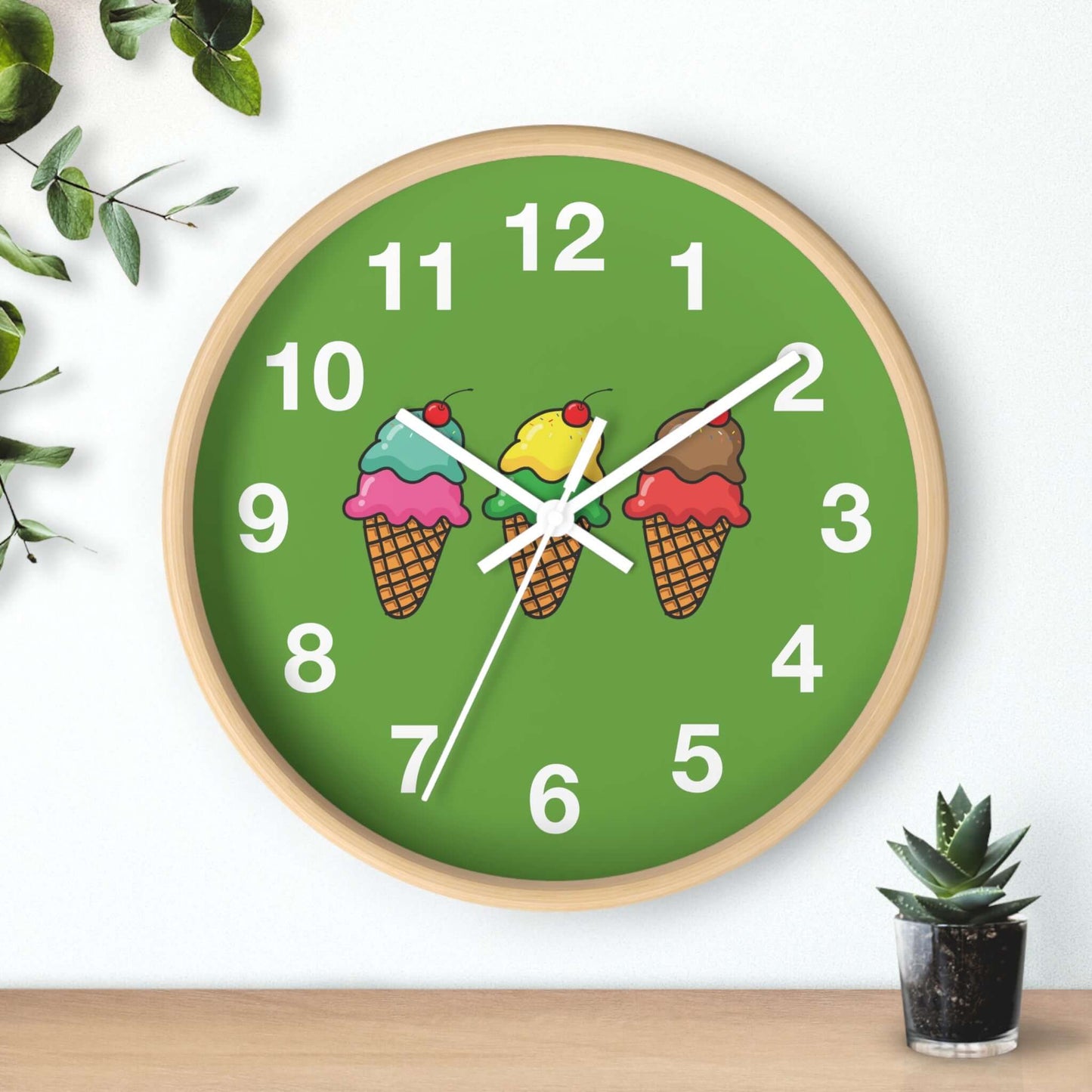 Colorful Heart Design Wall Clock - Ice cream