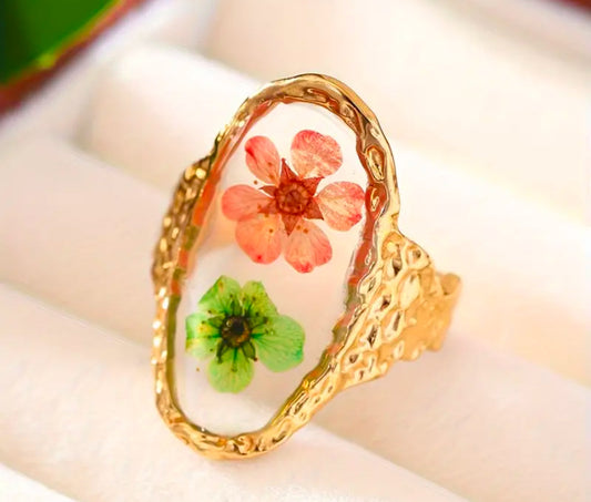 Elegant Anillo Ajustable Floral | Handmade Flower Ring